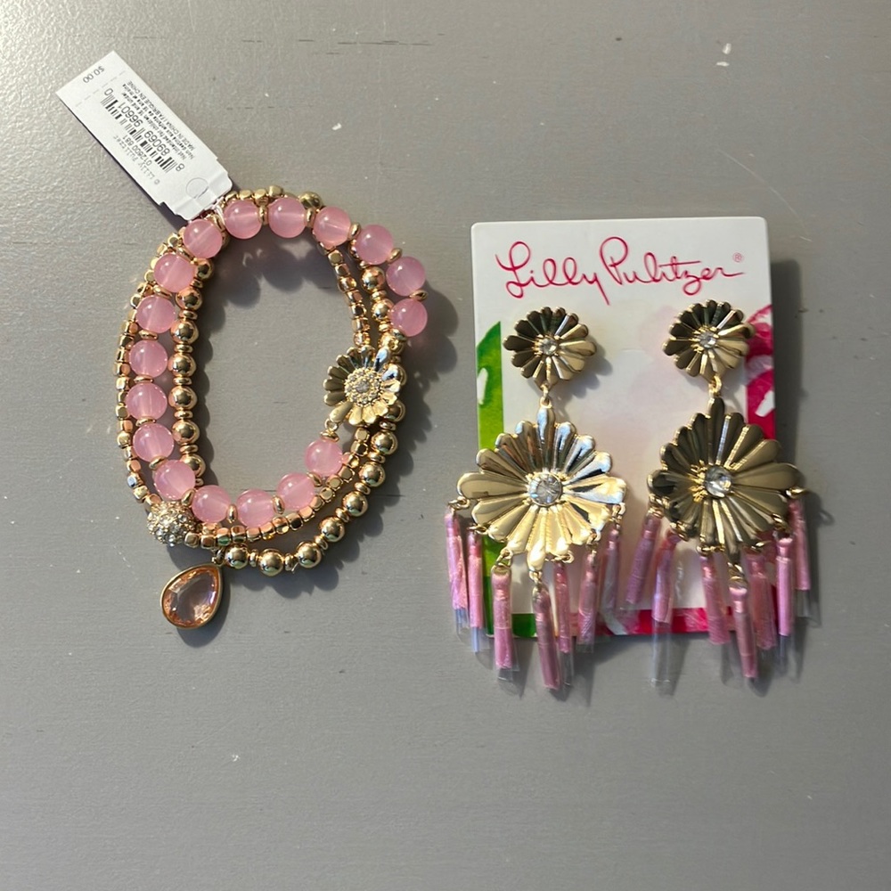 Lilly Pulitzer GWP earrings and bracelet set